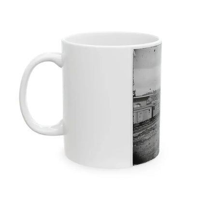 Chattanooga, Tenn. Boxcars And Depot With Federal Cavalry Guard Beyond (U.S. Civil War) White Coffee Mug - Go Mug Yourself