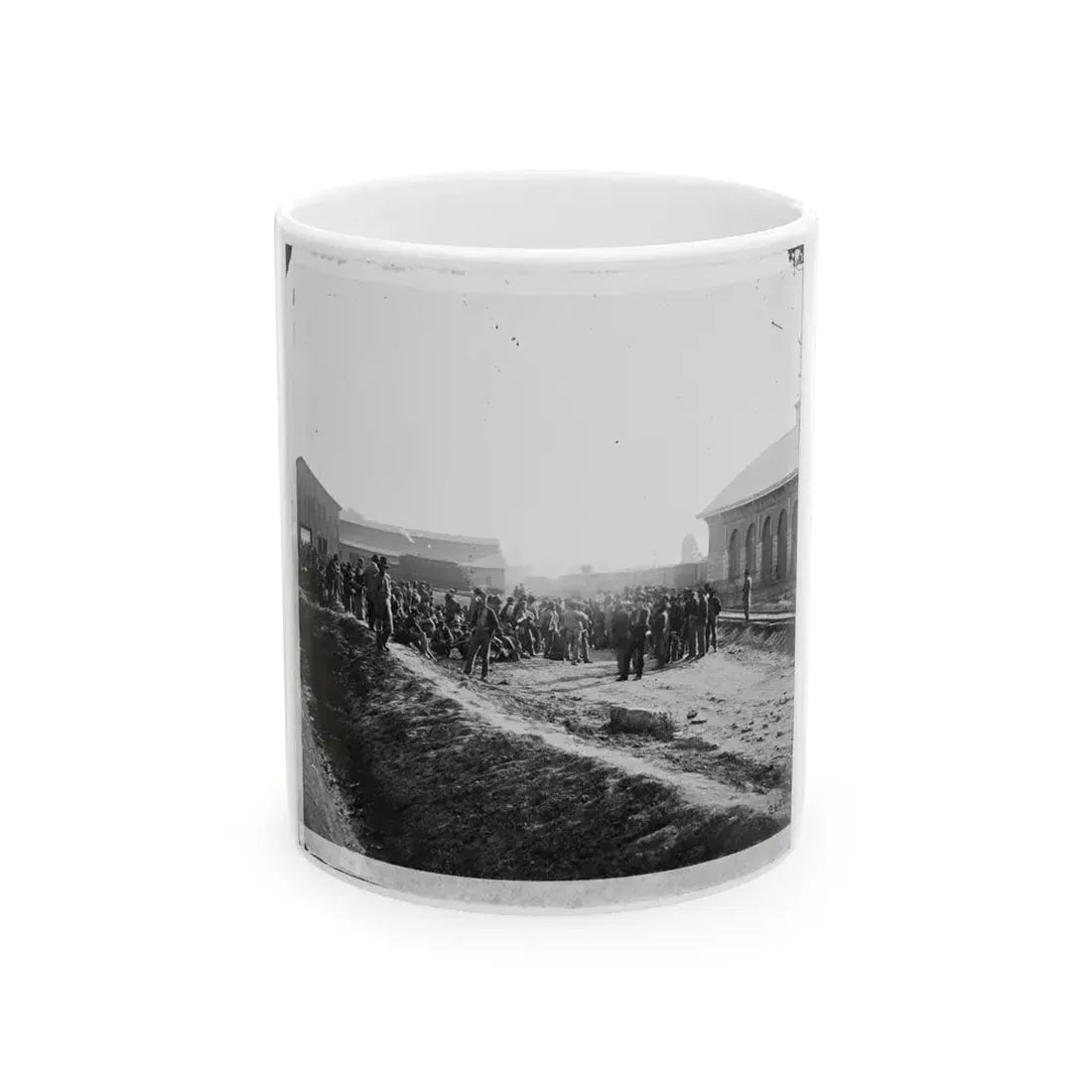 Chattanooga, Tenn. Confederate Prisoners At Railroad Depot (U.S. Civil War) White Coffee Mug 11oz - Go Mug Yourself