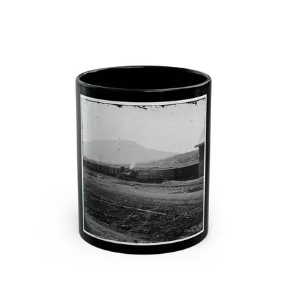 Chattanooga, Tenn. U.S. Military Train At Depot; Lookout Mountain In Background (U.S. Civil War) Black Coffee Mug 11oz - Go Mug Yourself