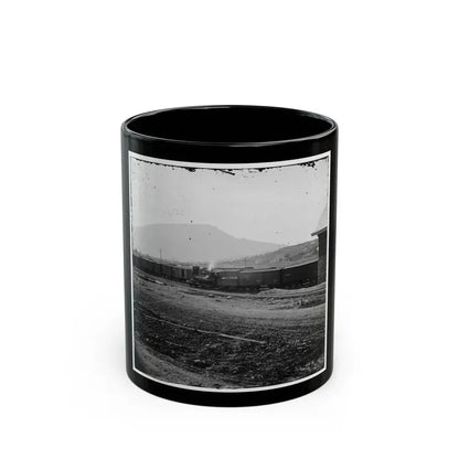 Chattanooga, Tenn. U.S. Military Train At Depot; Lookout Mountain In Background (U.S. Civil War) Black Coffee Mug 11oz - Go Mug Yourself