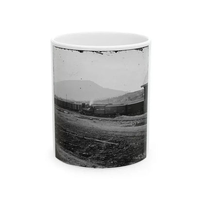 Chattanooga, Tenn. U.S. Military Train At Depot; Lookout Mountain In Background (U.S. Civil War) White Coffee Mug 11oz - Go Mug Yourself