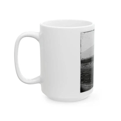 Chattanooga, Tenn. U.S. Military Train At Depot; Lookout Mountain In Background (U.S. Civil War) White Coffee Mug - Go Mug Yourself