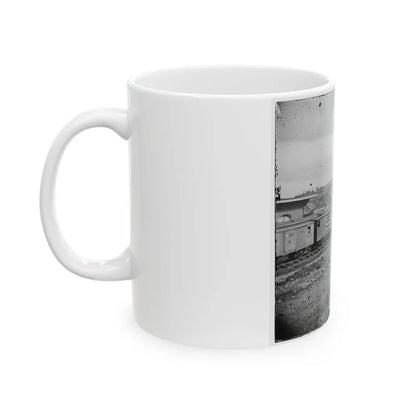 Chattanooga, Tenn. Boxcars And Depot With Federal Cavalry Guard Beyond (U.S. Civil War) White Coffee Mug-Go Mug Yourself