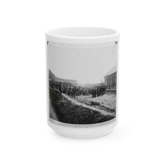 Chattanooga, Tenn. Confederate Prisoners At Railroad Depot (U.S. Civil War) White Coffee Mug-15oz-Go Mug Yourself