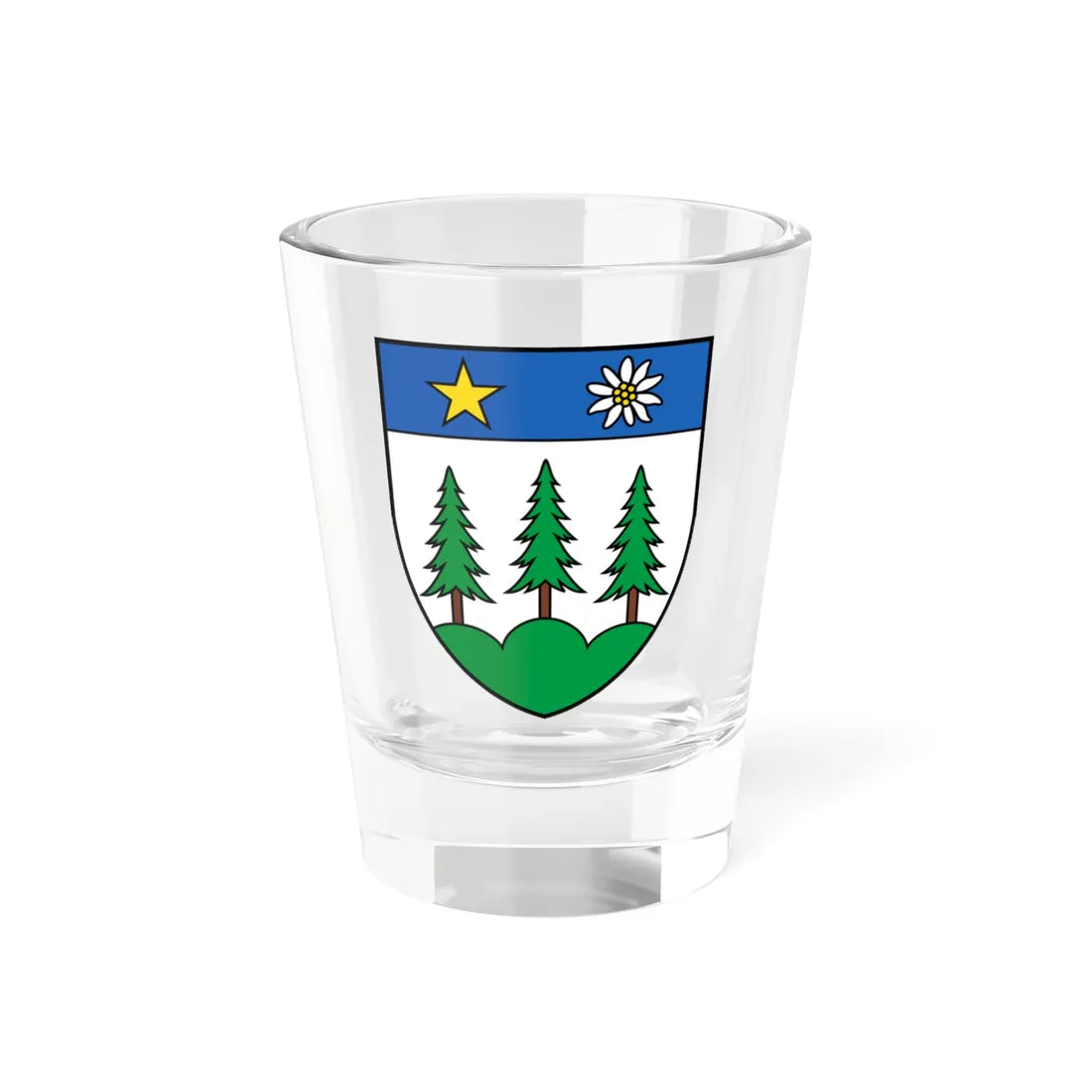 CHE Icogne COA (Switzerland) (Coat of Arms) Shot Glass 1.5oz 1.5oz - Go Mug Yourself