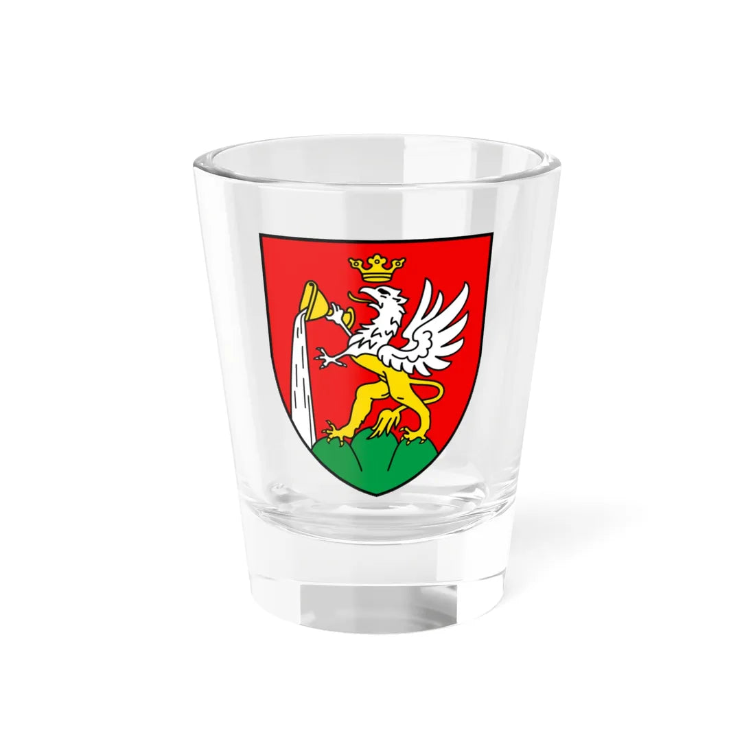 CHE Leukerbad COA (Switzerland) (Coat of Arms) Shot Glass 1.5oz 1.5oz - Go Mug Yourself