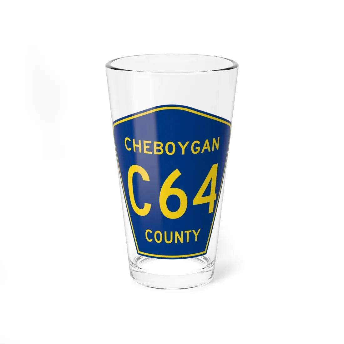 Cheboygan County C-64 (Michigan) (Road Sign) Pint Glass 16oz 16oz - Go Mug Yourself