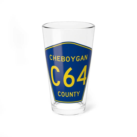 Cheboygan County C-64 (Michigan) (Road Sign) Pint Glass 16oz 16oz - Go Mug Yourself