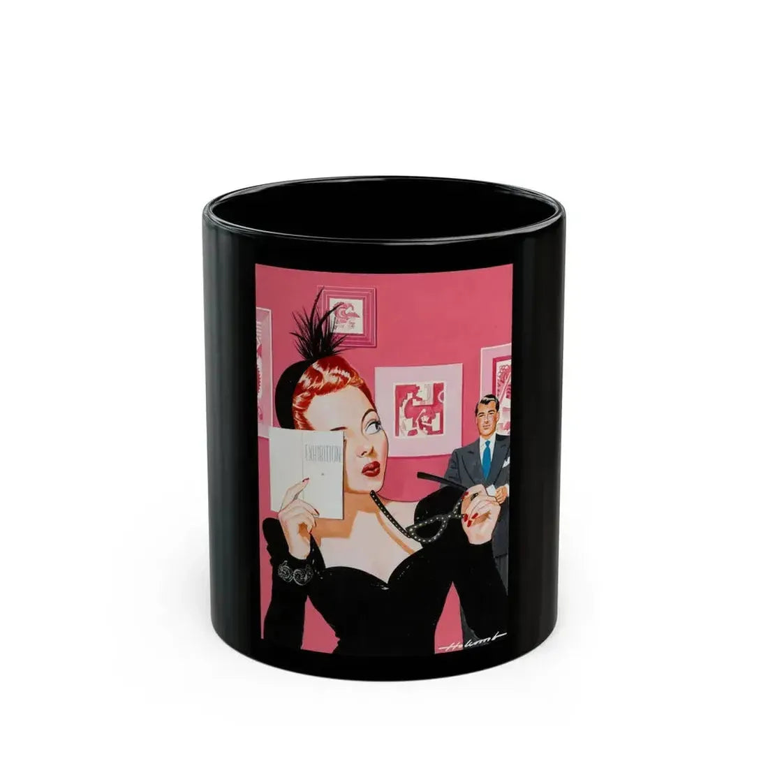 Checking Out the Exhibition, 1947 - Black Coffee Mug 11oz - Go Mug Yourself