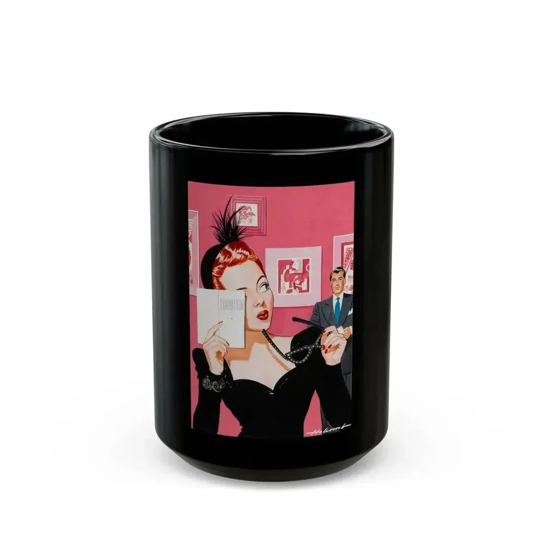 Checking Out the Exhibition, 1947 - Black Coffee Mug 15oz - Go Mug Yourself