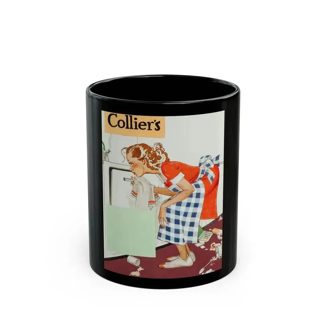 Checking the Oven, Collier's magazine cover, 1941 - Black Coffee Mug 11oz - Go Mug Yourself