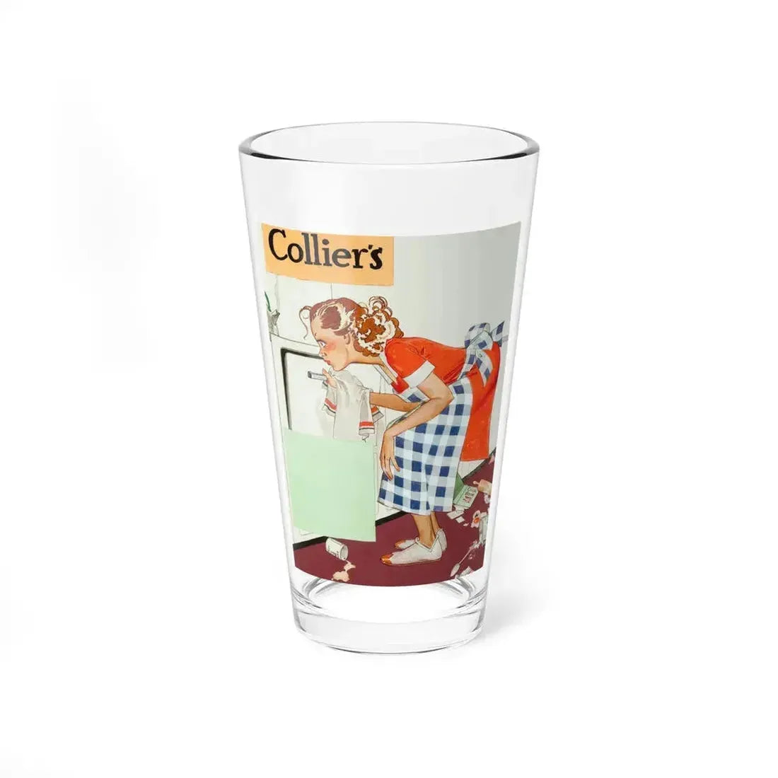 Checking the Oven, Collier's magazine cover, 1941 (Magazine Illustration) Pint Glass 16oz 16oz - Go Mug Yourself