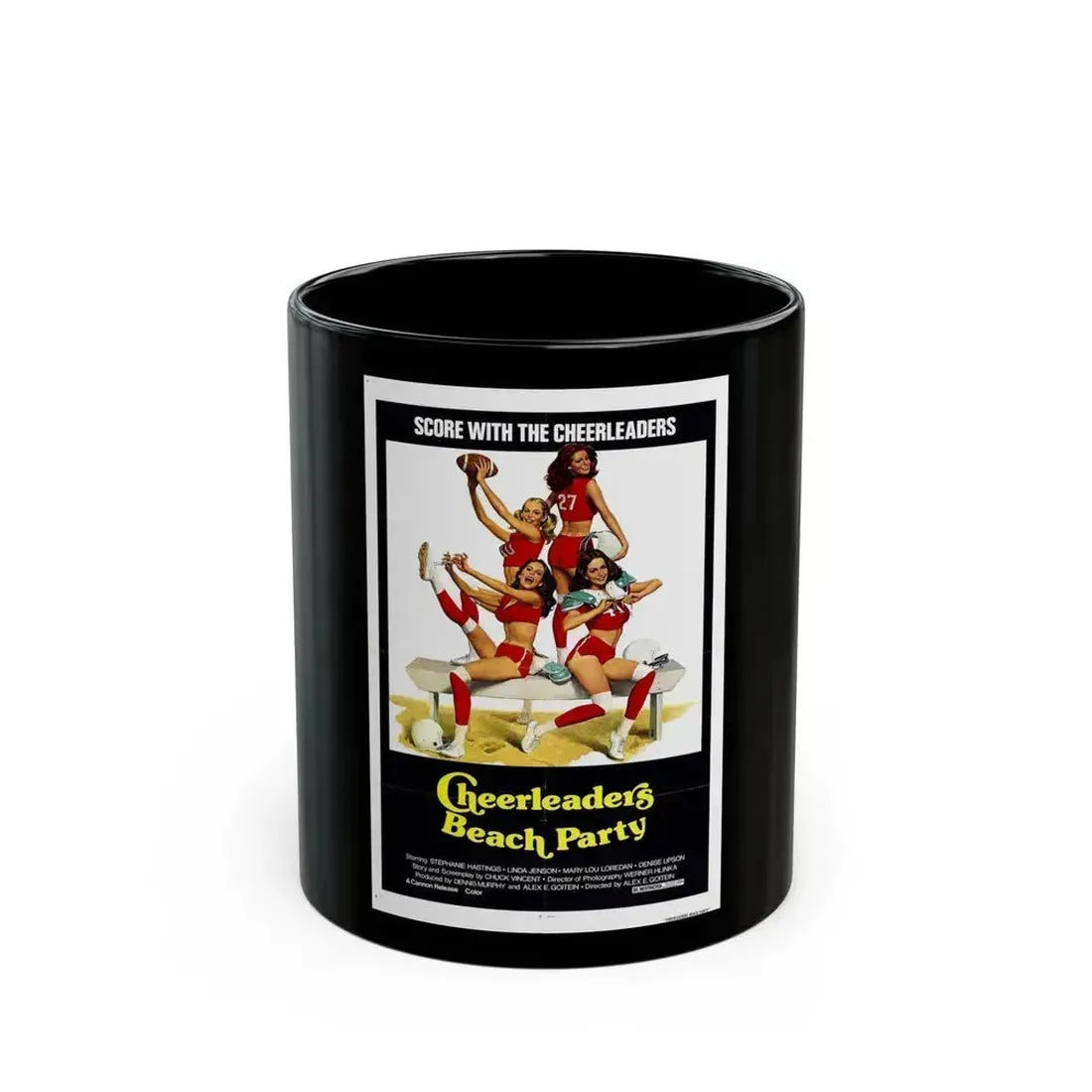 CHEERLEADERS BEACH PARTY 1978 Movie Poster - Black Coffee Mug 11oz - Go Mug Yourself