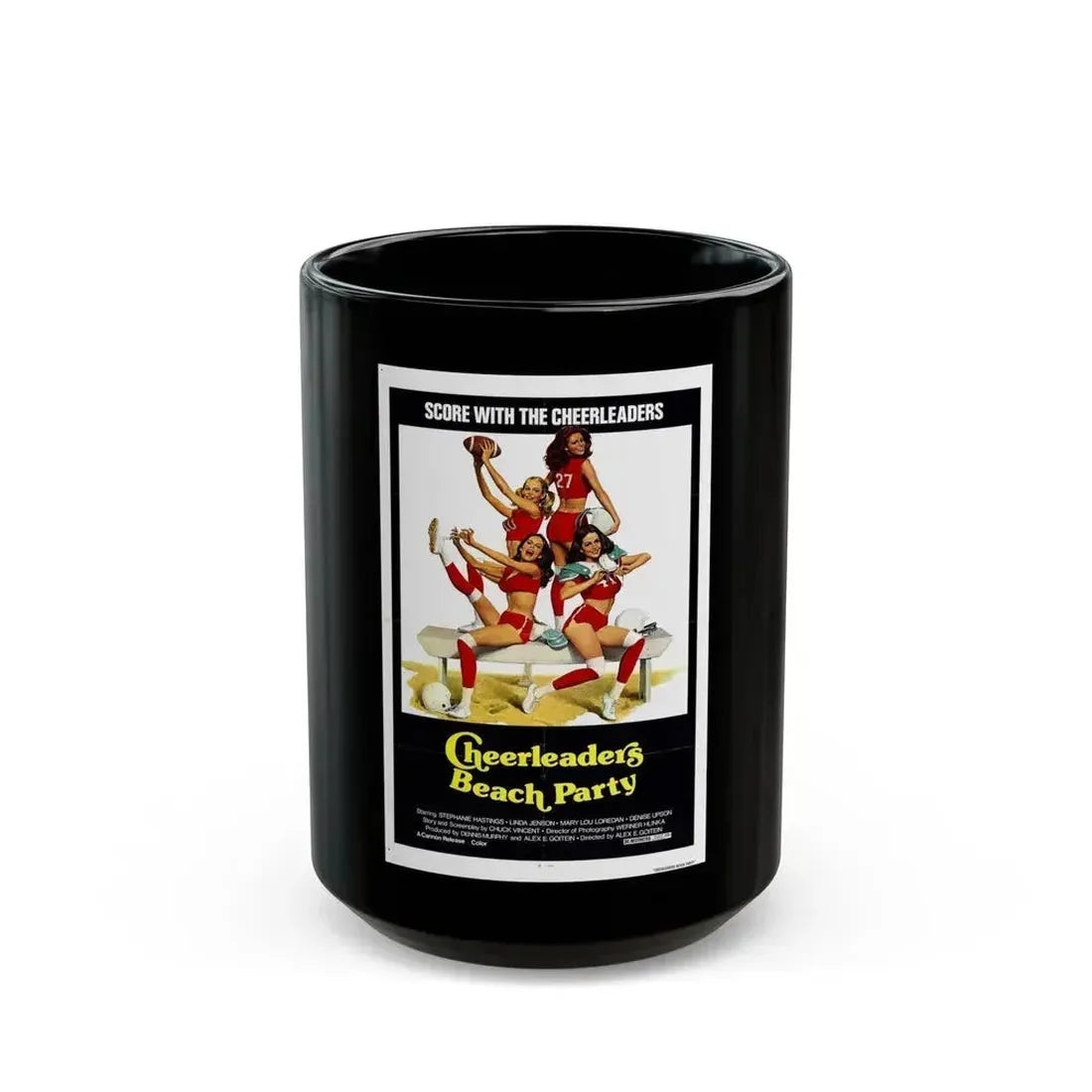 CHEERLEADERS BEACH PARTY 1978 Movie Poster - Black Coffee Mug 15oz - Go Mug Yourself