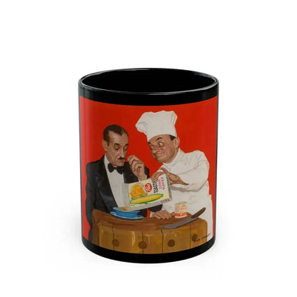 Chef Serving Maitre'd, Post Cornflakes advertisement, 1958 - Black Coffee Mug 11oz - Go Mug Yourself