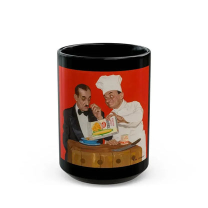 Chef Serving Maitre'd, Post Cornflakes advertisement, 1958 - Black Coffee Mug 15oz - Go Mug Yourself
