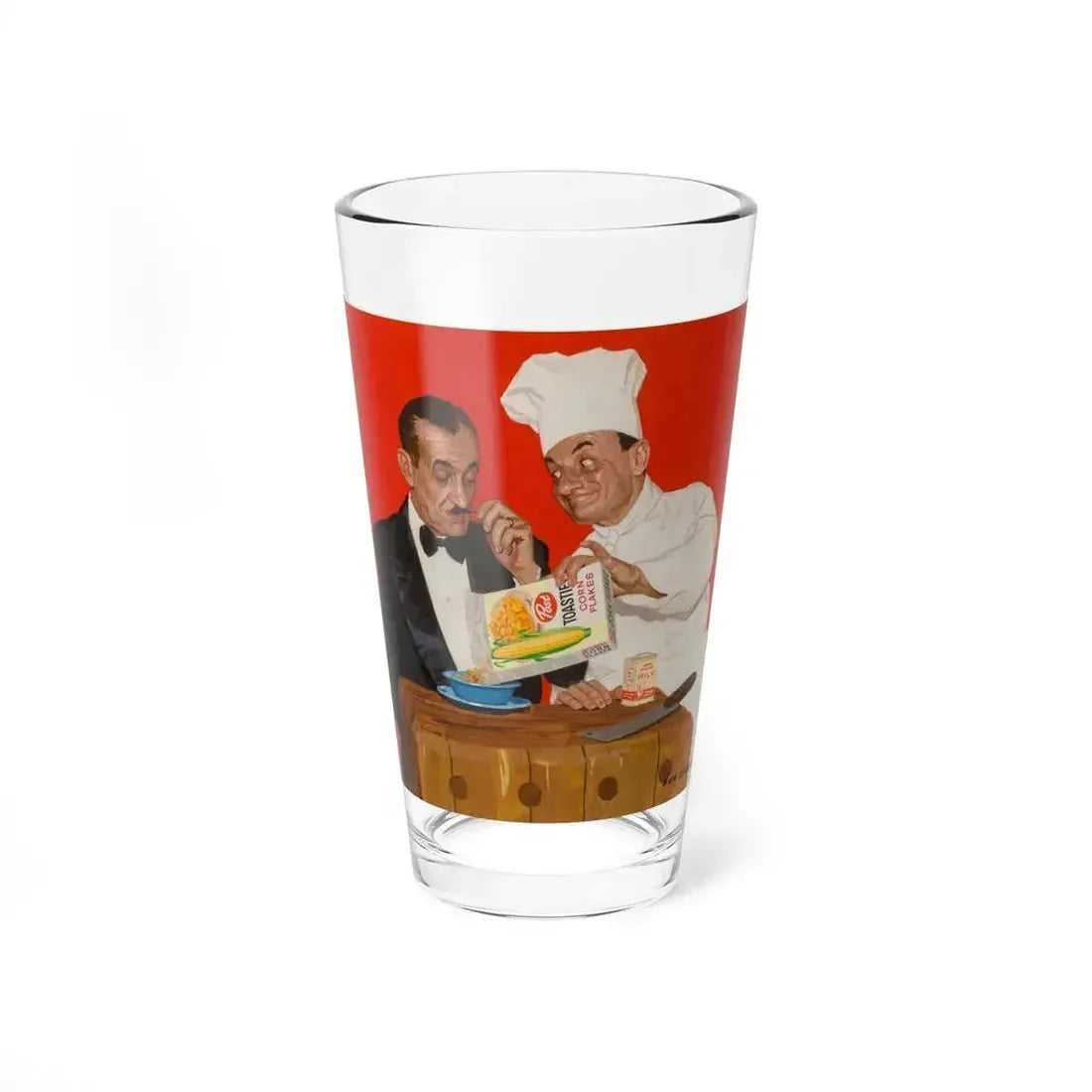 Chef Serving Maitre'd, Post Cornflakes advertisement, 1958 (Magazine Illustration) Pint Glass 16oz 16oz - Go Mug Yourself
