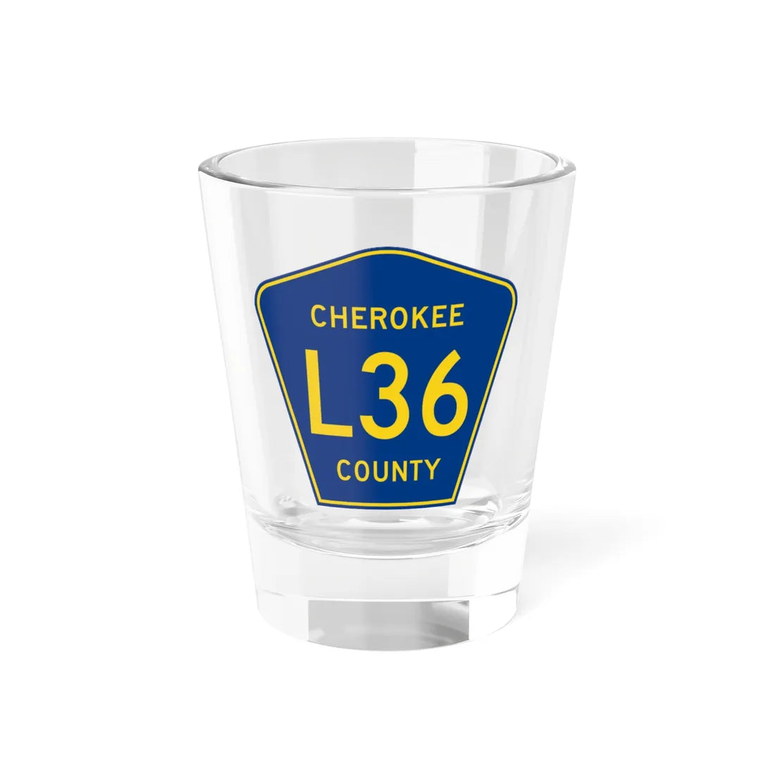 Cherokee County Route L36 IA (Iowa) (Road Sign) Shot Glass 1.5oz 1.5oz - Go Mug Yourself