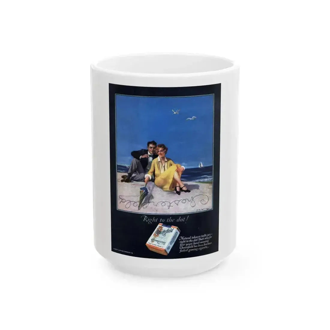 Chesterfield ad, backcover from The Popular Magazine, July 7, 1927 - White Coffee Mug 15oz - Go Mug Yourself