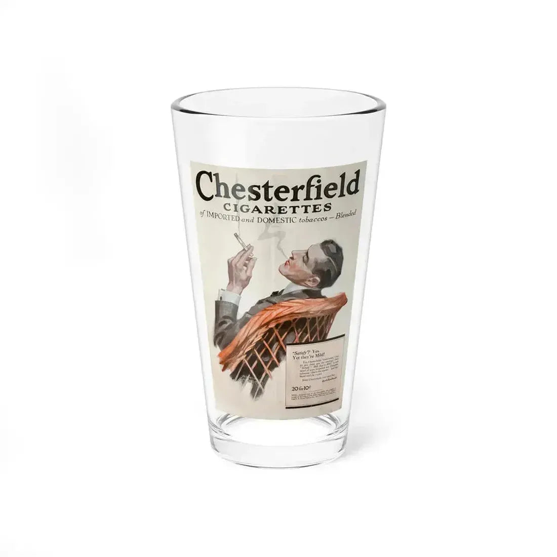 Chesterfield Cigarettes Magazine ad from Liggett & Myers Tobacco Co, 1917 (Magazine Illustration) Pint Glass 16oz - Go Mug Yourself