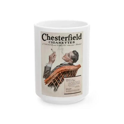 Chesterfield Cigarettes Magazine ad from Liggett & Myers Tobacco Co, 1917 - White Coffee Mug 15oz - Go Mug Yourself