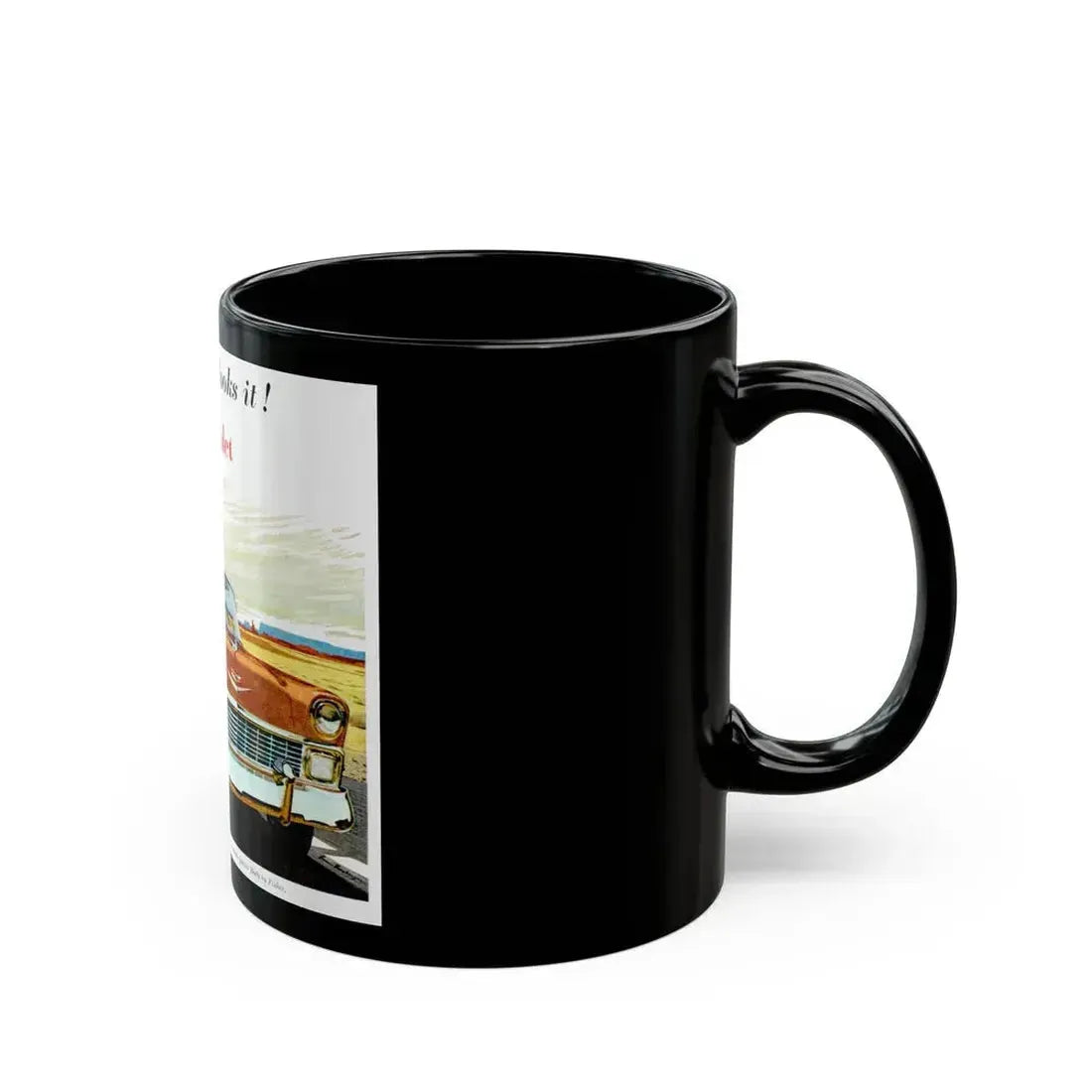 Chevrolet ad, 1956 - Black Coffee Mug - Go Mug Yourself