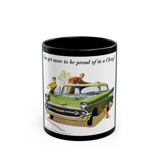 Chevrolet ad, 1957 - Black Coffee Mug 11oz - Go Mug Yourself