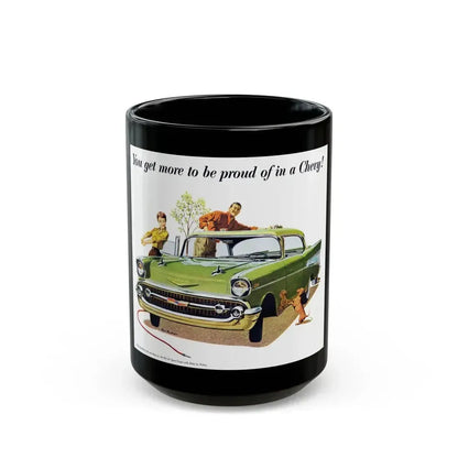 Chevrolet ad, 1957 - Black Coffee Mug 15oz - Go Mug Yourself