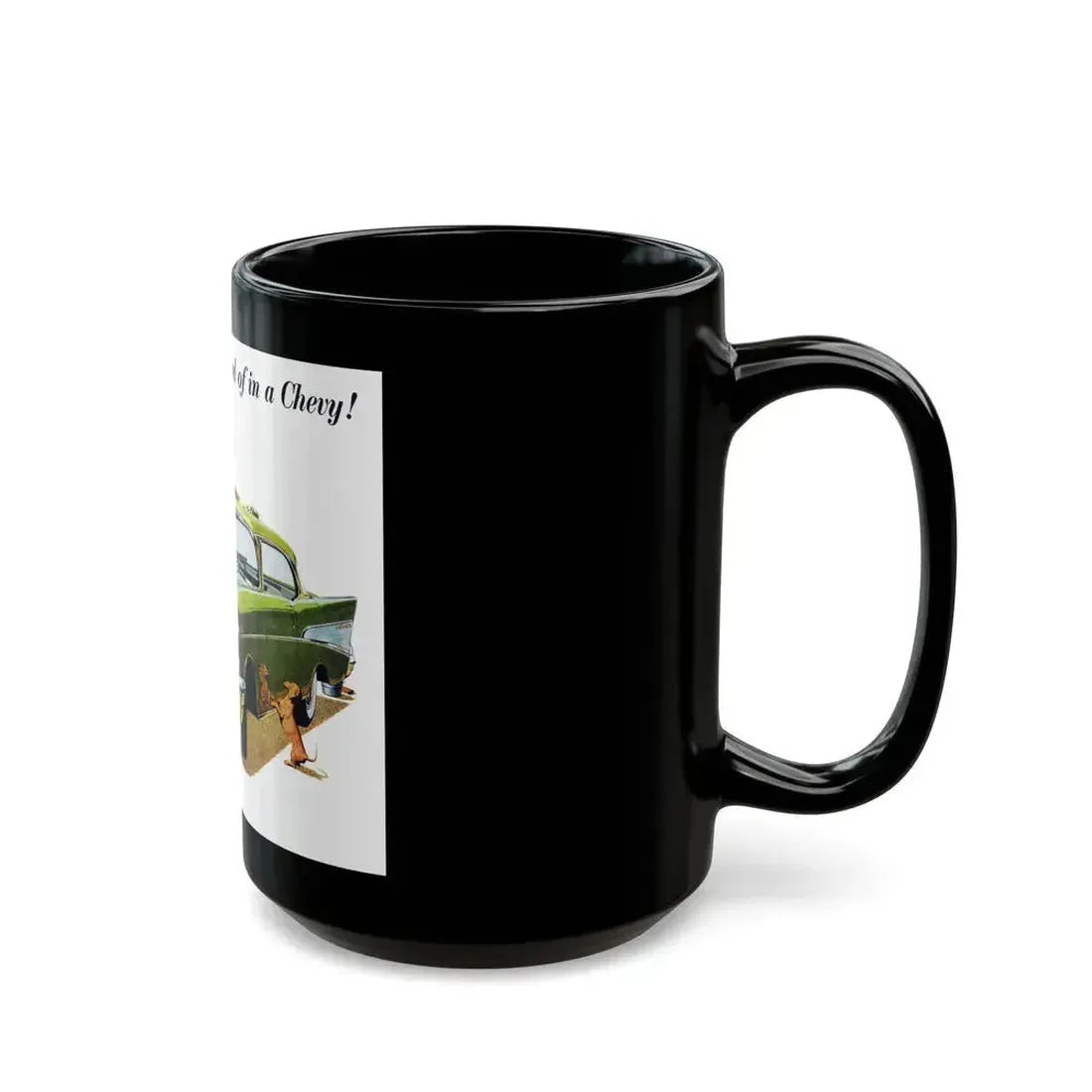 Chevrolet ad, 1957 - Black Coffee Mug - Go Mug Yourself