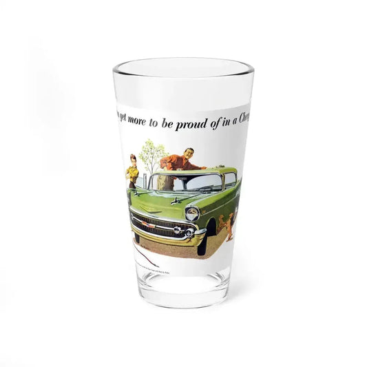 Chevrolet ad, 1957 (Magazine Illustration) Pint Glass 16oz 16oz - Go Mug Yourself