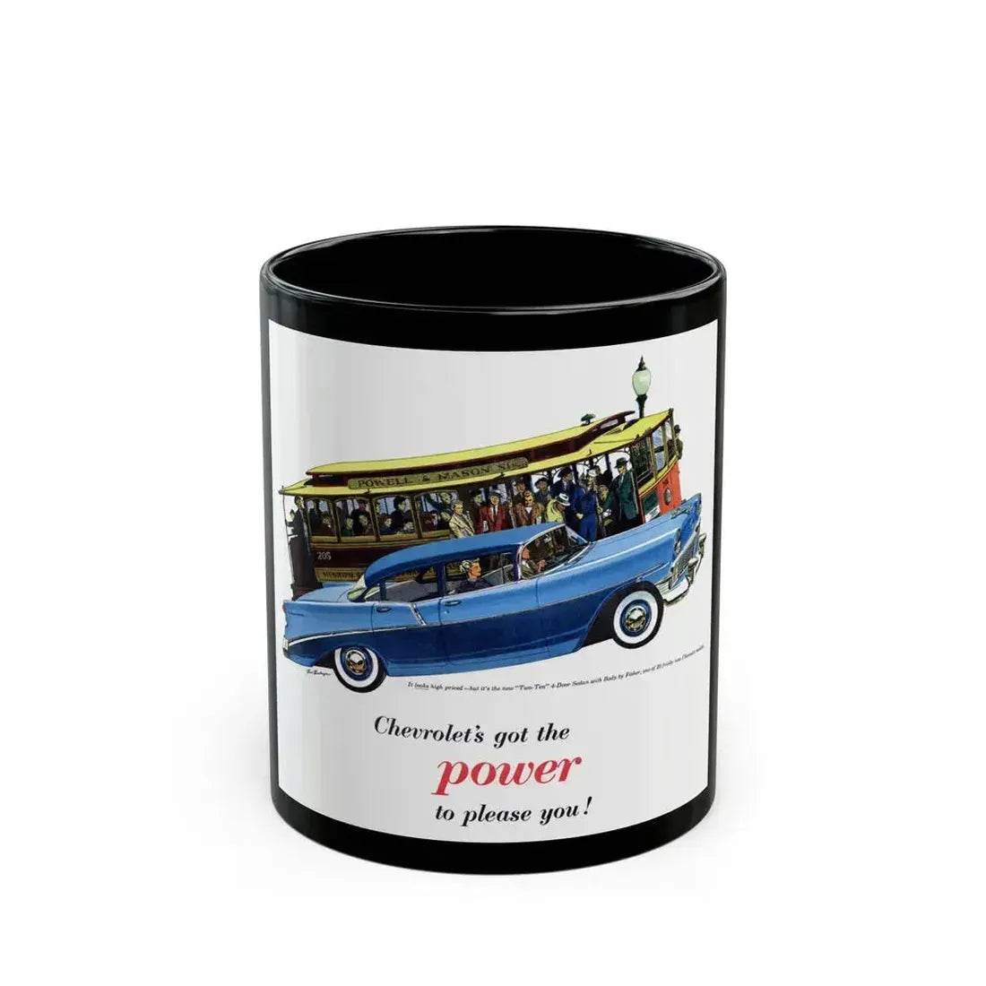 Chevrolet ad, This Week Magazine, May 6, 1956 - Black Coffee Mug 11oz - Go Mug Yourself