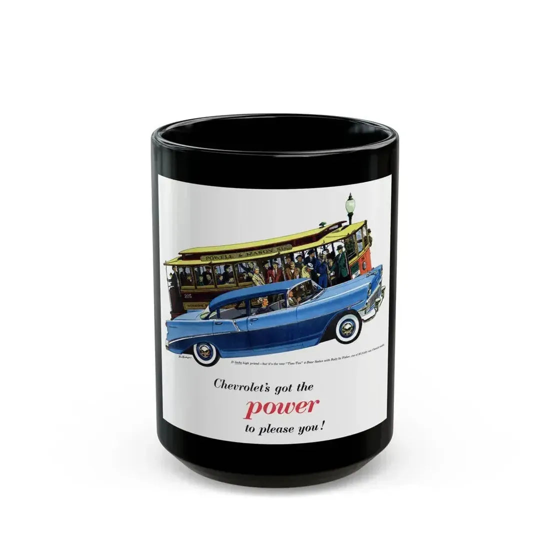 Chevrolet ad, This Week Magazine, May 6, 1956 - Black Coffee Mug 15oz - Go Mug Yourself