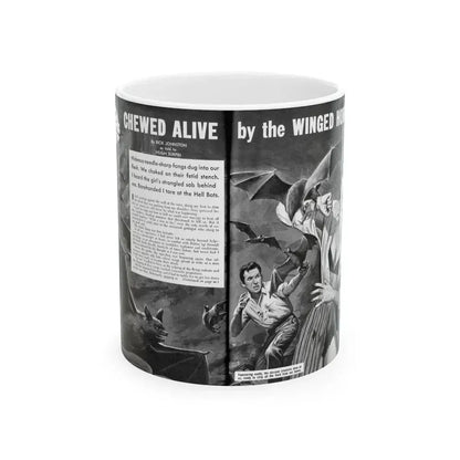 Chewed Alive by the Winged Horror, Men Today, April 1961 - White Coffee Mug 11oz - Go Mug Yourself