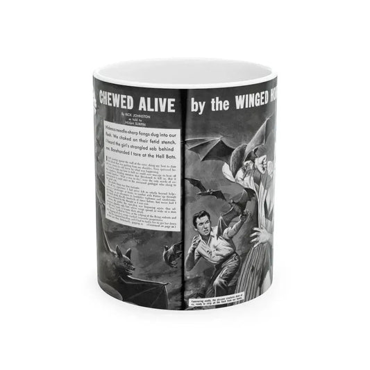 Chewed Alive by the Winged Horror, Men Today, April 1961 - White Coffee Mug 11oz - Go Mug Yourself
