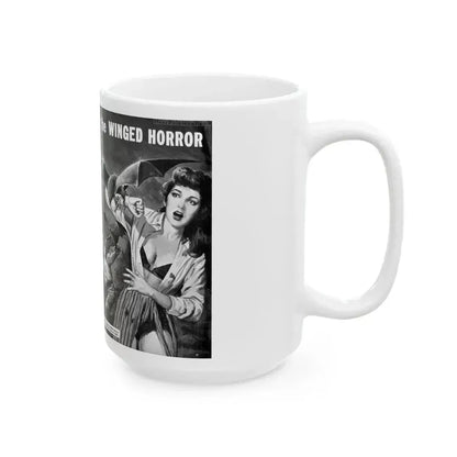 Chewed Alive by the Winged Horror, Men Today, April 1961 - White Coffee Mug - Go Mug Yourself
