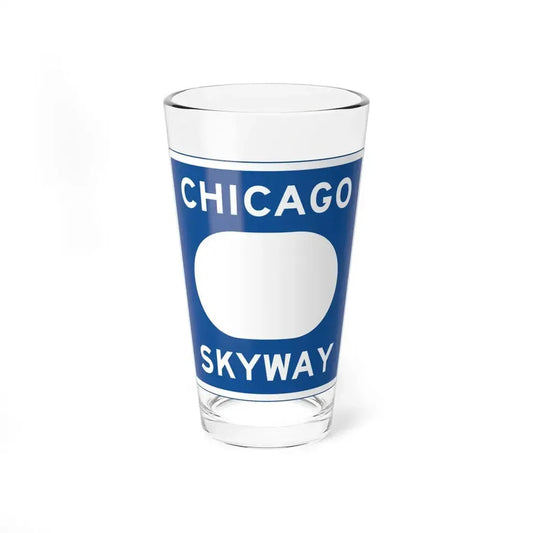 Chicago Skyway logo (Illinois) (Road Sign) Pint Glass 16oz 16oz - Go Mug Yourself