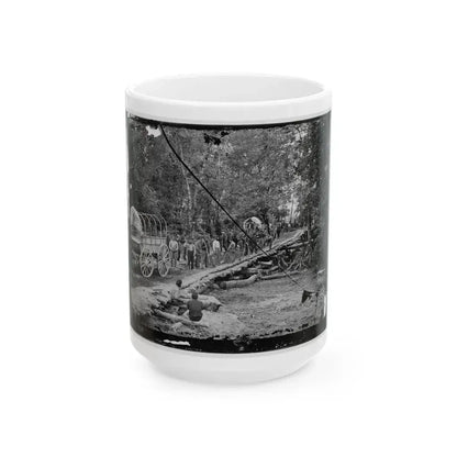 Chickahominy River, Va. Grapevine Bridge Built May 27-28, 1862, By The 5th New Hampshire Infantry Under Col. Edward E. Cross (U.S. Civil War) White Coffee Mug 15oz - Go Mug Yourself