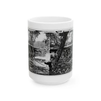 Chickahominy River, Va. Military Bridge Built By The 15th New York Volunteers Under Col. John Mcl. Murphy (U.S. Civil War) White Coffee Mug 15oz - Go Mug Yourself