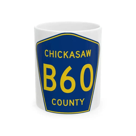 Chickasaw County Route B60 IA (Iowa) (Road Sign) White Coffee Mug 11oz - Go Mug Yourself