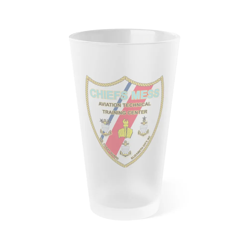 Chiefs Mess ATTC USCGC Elizabeth City NC (U.S. Coast Guard) Frosted Pint Glass 16oz-Go Mug Yourself