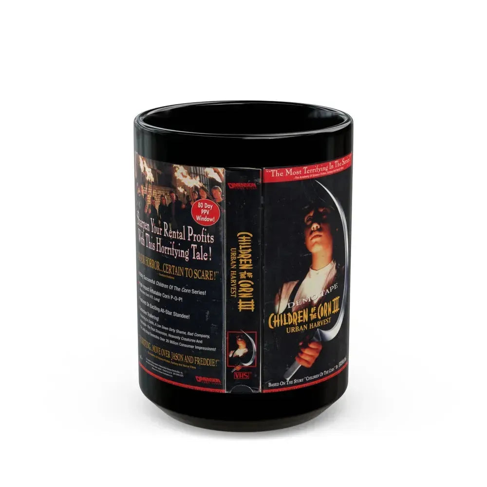 CHILDREN OF THE CORN 3 URBAN HARVEST DEMO TAPE (VHS COVER) - Black Coffee Mug 15oz - Go Mug Yourself