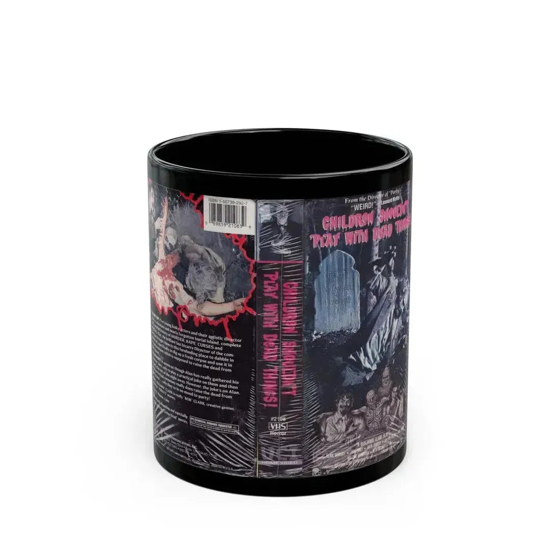 CHILDREN SHOULDNT PLAY WITH DEAD THINGS ZOMBIES (VHS COVER) - Black Coffee Mug 11oz - Go Mug Yourself
