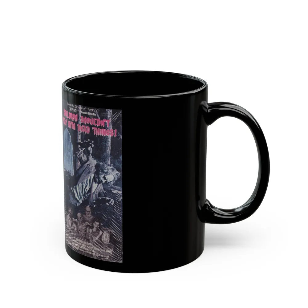 CHILDREN SHOULDNT PLAY WITH DEAD THINGS ZOMBIES (VHS COVER) - Black Coffee Mug-Go Mug Yourself