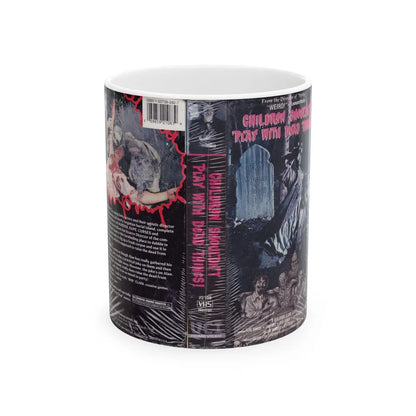 CHILDREN SHOULDNT PLAY WITH DEAD THINGS ZOMBIES (VHS COVER) - White Coffee Mug-11oz-Go Mug Yourself