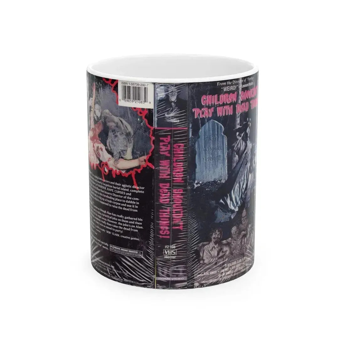 CHILDREN SHOULDNT PLAY WITH DEAD THINGS ZOMBIES (VHS COVER) - White Coffee Mug 11oz - Go Mug Yourself