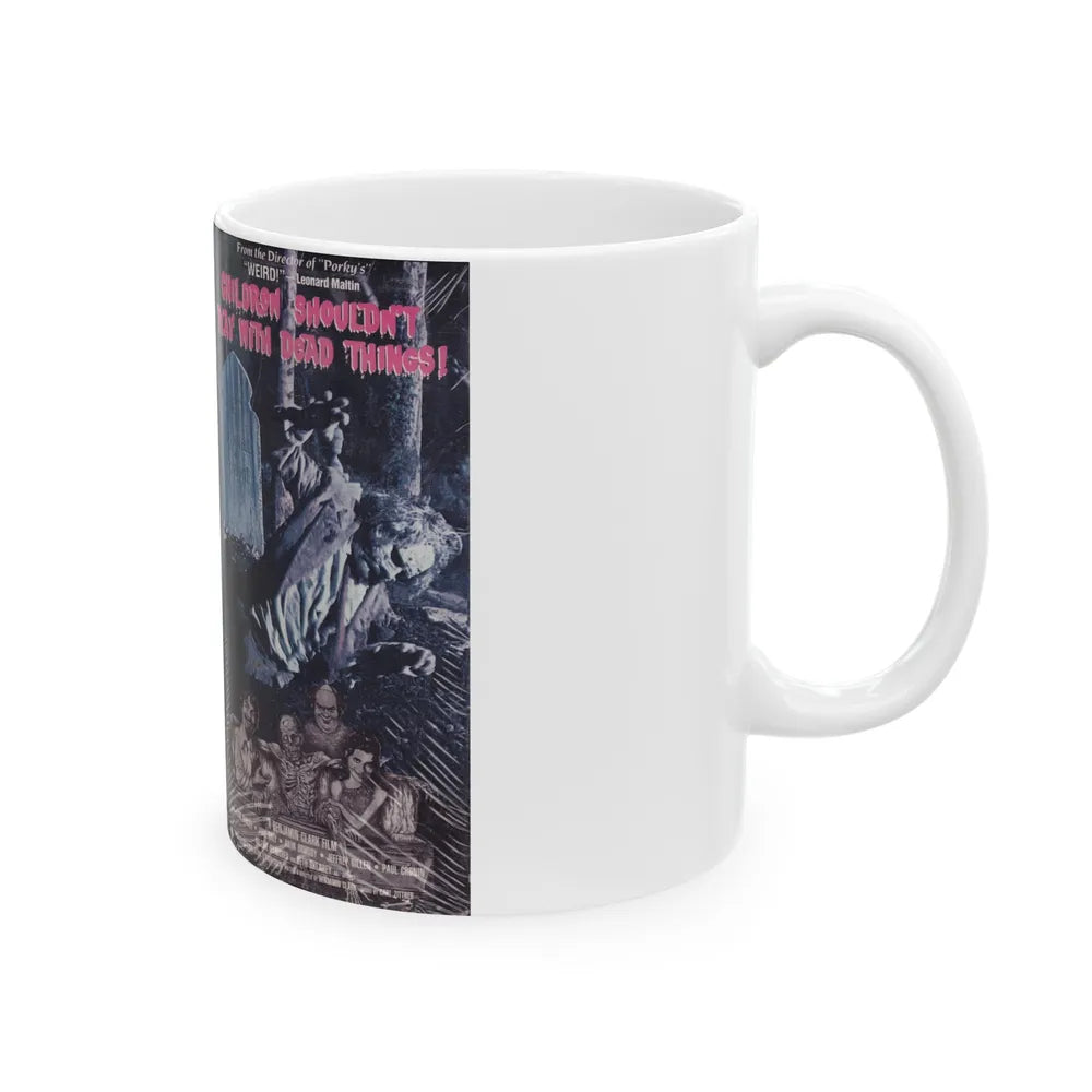 CHILDREN SHOULDNT PLAY WITH DEAD THINGS ZOMBIES (VHS COVER) - White Coffee Mug-Go Mug Yourself