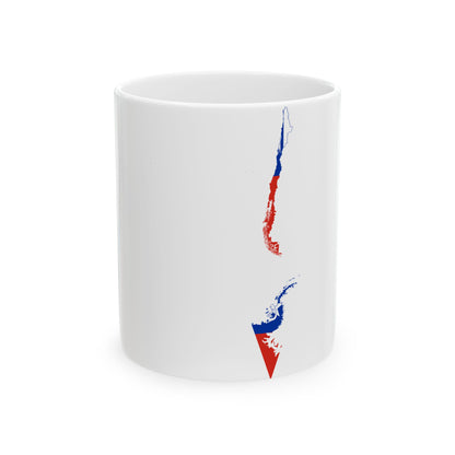 Chile flag map Claims to Antarctica included (Chile) White Coffee Mug-11oz-Go Mug Yourself