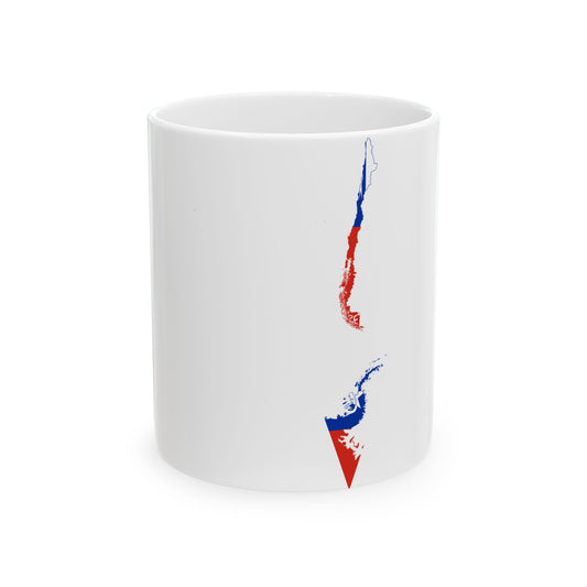 Chile flag map Claims to Antarctica included (Chile) White Coffee Mug-11oz-Go Mug Yourself