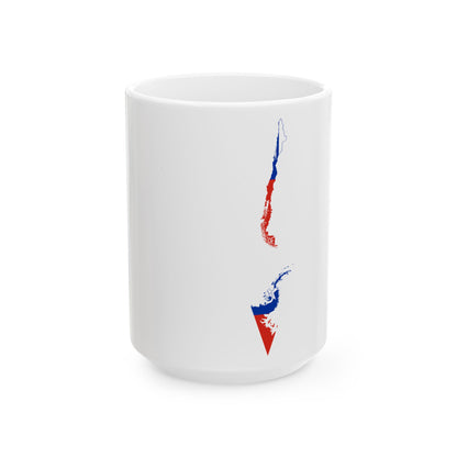 Chile flag map Claims to Antarctica included (Chile) White Coffee Mug-15oz-Go Mug Yourself