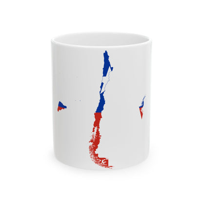 Chile Flag map with Islands and Antarctic territory (Chile) White Coffee Mug-11oz-Go Mug Yourself